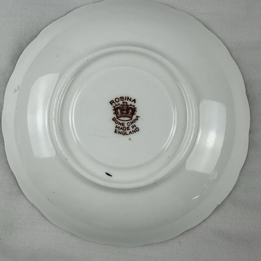Rosina Bone China Teacup Saucer Set Gold Gilt Floral Cottagecore Grandmillennial